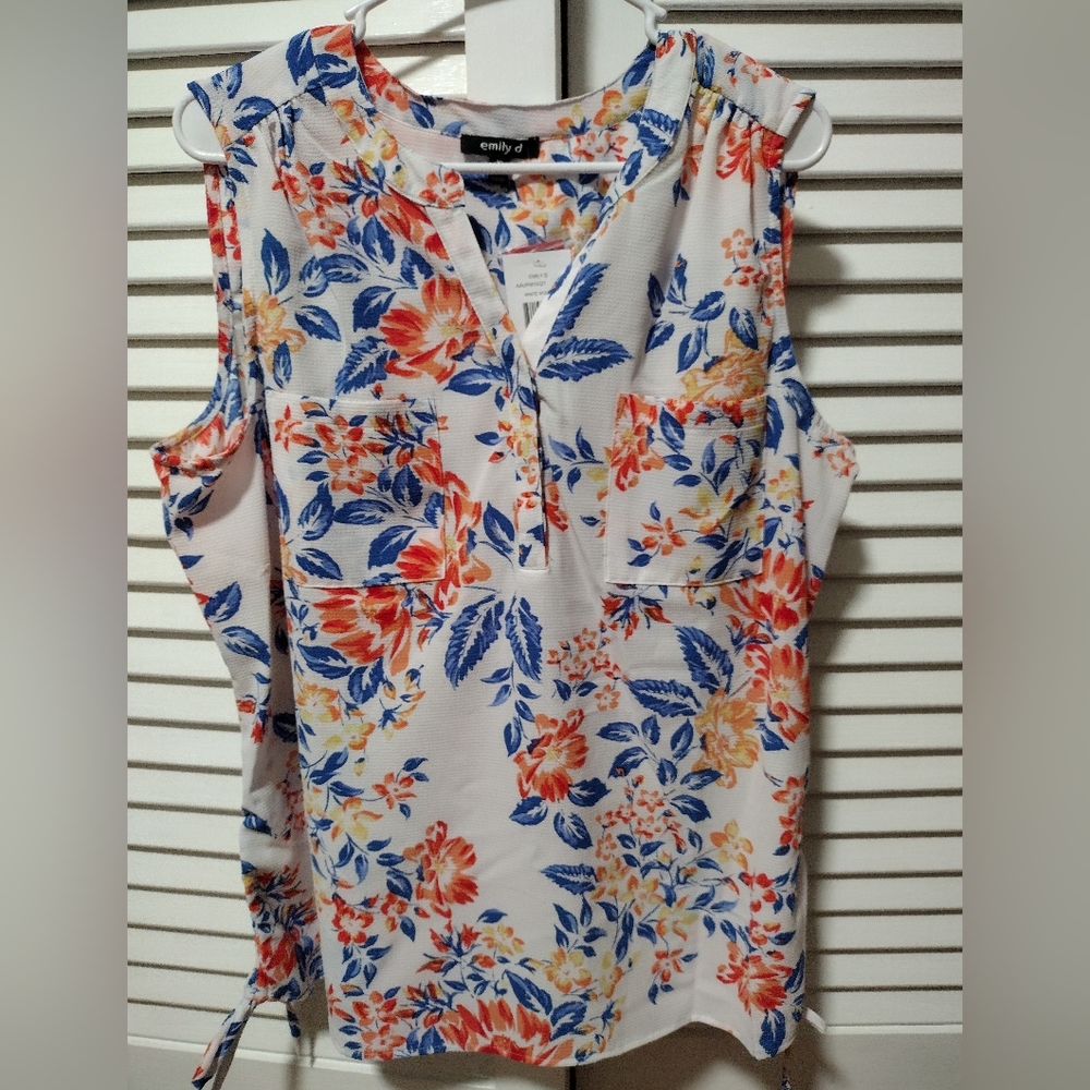 🌸🎀 Emily D Floral Tie-Front Blouse - Size XL